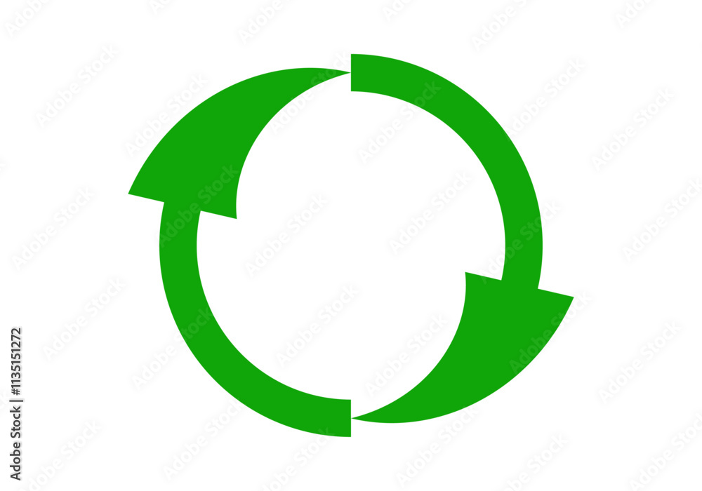 Círculo de flechas verdes retroalimentándose por el reciclaje Círculo de flechas verdes retroalimentándose por el reciclaje