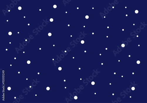 Fondo de copos de nieve o círculos blancos en fondo azul oscuro