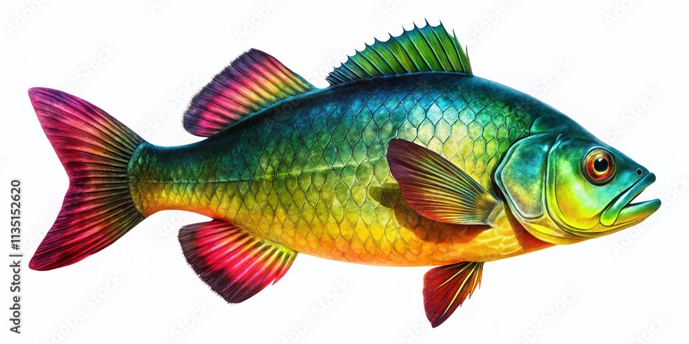 Fototapeta premium Silhouette Photography of Raw Freshwater Fish Isolated on White Background for Culinary and Educational Use in Food and Nature Photography Collections