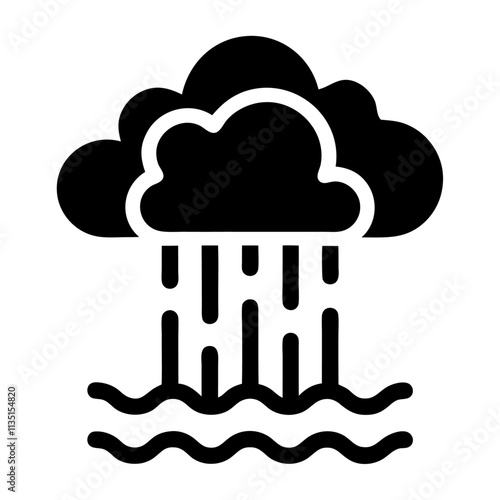 Silhouette-style cloud in waterfall vector icon design