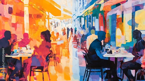 Urban Mystique Illustration with Cityscapes, Neon Lights, and Mysterious Atmosphere