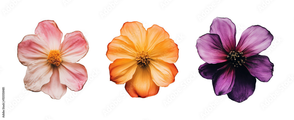 Obraz premium Colorful blooms showcase the beauty of nature with pink, orange, and purple flowers arranged elegantly