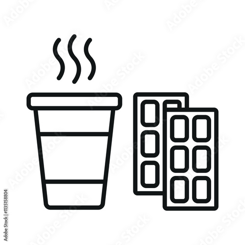 Hot chocolate drink icon, a charming vector graphic showcasing a warm mug with swirling steam and a touch of sweetness