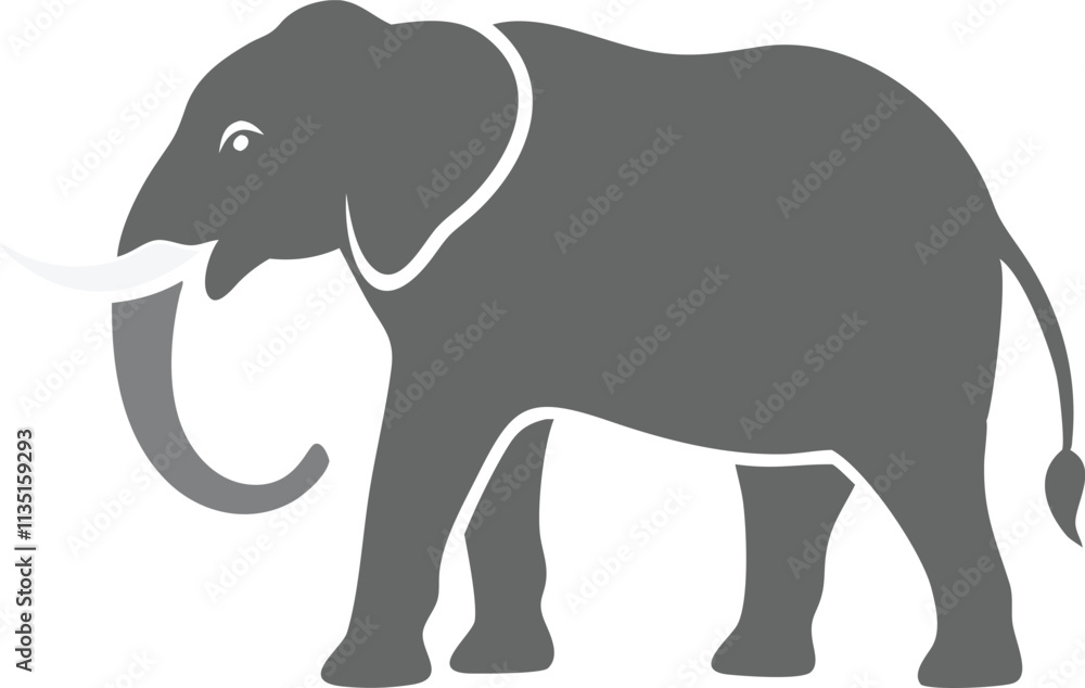Fototapeta premium a black and white silhouette of an elephant with vector