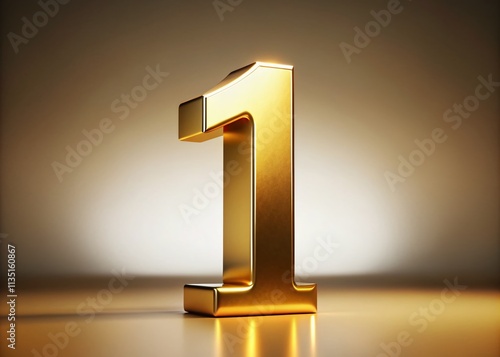 Stunning 3D Golden Font Number 1 Design with Rule of Thirds Composition for High-Quality Visuals and Creative Projects in Digital Art and Graphics
