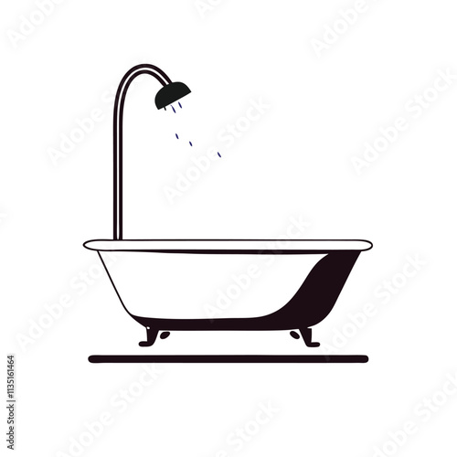 a black and white illustration of a bathtub