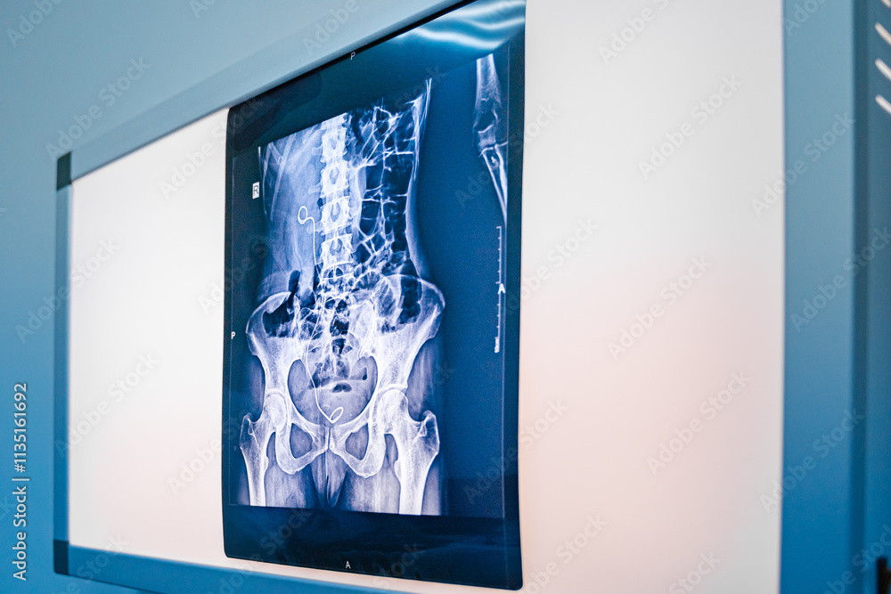 Radiological examination to look for colon abnormalities. Medical image concept