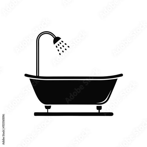 a black and white illustration of a bathtub