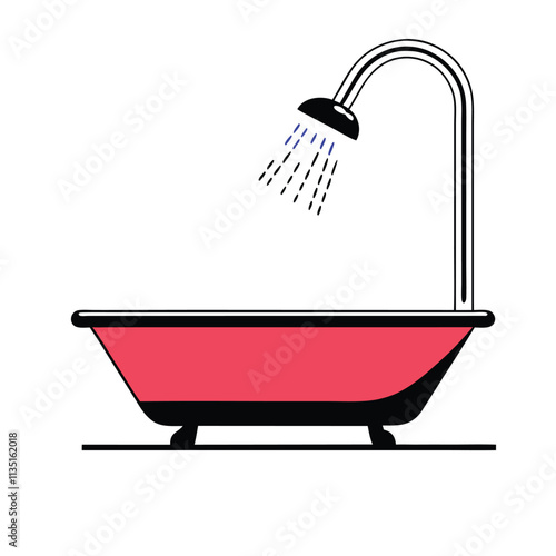 a black and white illustration of a bathtub
