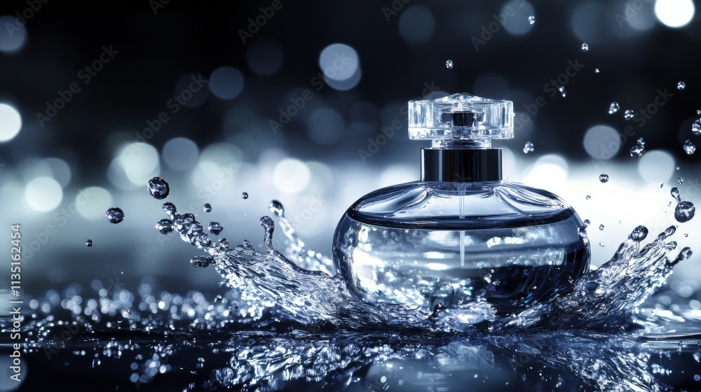 Luxury Perfume in Water Splash: A Glamorous Fragrance Ad Luxury Perfume in Water Splash: A Glamorous Fragrance Ad