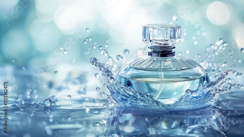 Perfume in Water Splash: Luxury Fragrance Ad Photography