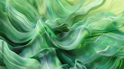 The image depicts a cascade of green digital lines in an abstract cyber space, evoking futuristic themes and the immersive evolution of technology. photo