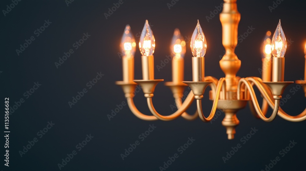 New years decor and party glamorous, A stylish chandelier with multiple candle-like lights, elegantly illuminating a dark backdrop. New years decor and party glamorous, A stylish chandelier with multiple candle-like lights, elegantly illuminating a dark backdrop.