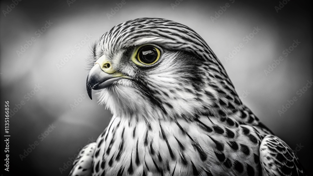 Stunning Black and White Product Photography of a Kestrel Falcon Showcasing Its Majestic Features in a Retro Style for Nature and Wildlife Enthusiasts Stunning Black and White Product Photography of a Kestrel Falcon Showcasing Its Majestic Features in a Retro Style for Nature and Wildlife Enthusiasts