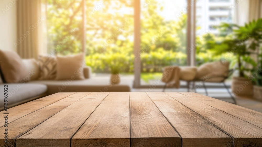 Empty white wooden table set against a blurred park backdrop, perfect for showcasing products in a natural setting Empty white wooden table set against a blurred park backdrop, perfect for showcasing products in a natural setting