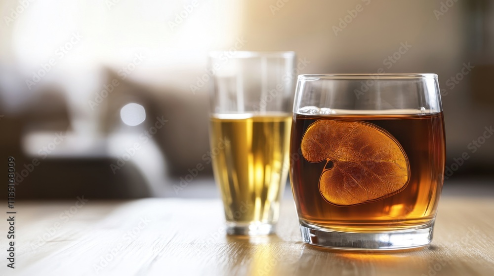 Refreshing Drinks with Citrus Garnish on Wooden Table Refreshing Drinks with Citrus Garnish on Wooden Table