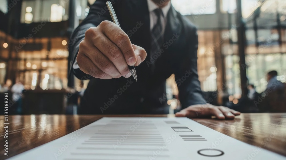 Obraz premium Business Contract Signing - Focused Professional in Action