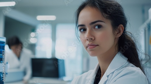 Focused Female Scientist in a Modern Lab Setting