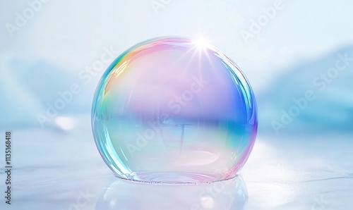 Wallpaper Mural Iridescent soap bubble on marble surface with soft light. Torontodigital.ca