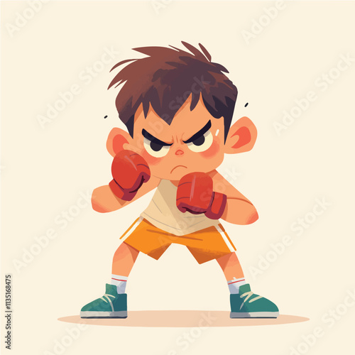 Illustration of an angry boxer boy character