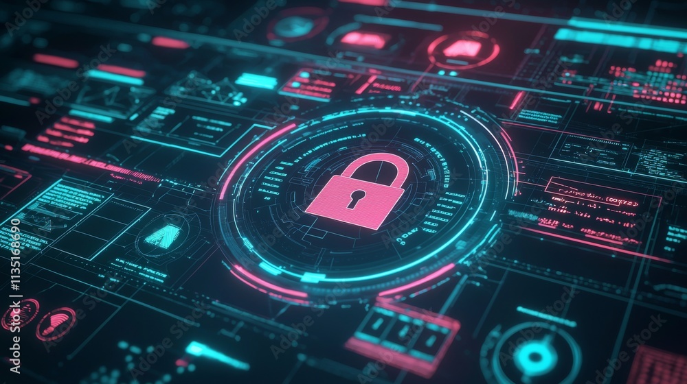 Futuristic Cyber Security Interface with Glowing Elements Futuristic Cyber Security Interface with Glowing Elements
