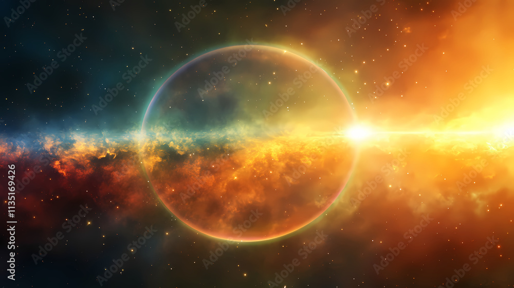 Fototapeta premium Sun dog parhelion a bright rainbow colored patch of light that a. Parhelion. Illustration