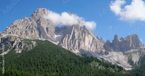 Panorama of Monte Cristallo close to Auronzo di Cadore, Cortina d'Ampezzo. Dolomites, Belluno, Italie