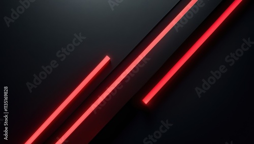 Red neon lines contrasting against dark background, creating a modern, sleek visual effect. Ideal for technology and nightlife themes. photo