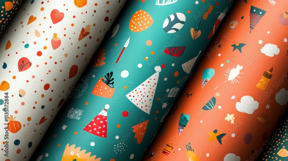 Obraz premium birthday celebration seamless pattern, packaging, wrapping paper, textile, fabric