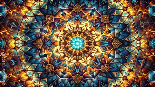 Wallpaper Mural Stunning Geometric Wavy Pattern Kaleidoscope with Smooth Light Mosaic on a Dark Background Showcasing a Beautiful Symmetry in Design for Modern Art Enthusiasts Torontodigital.ca