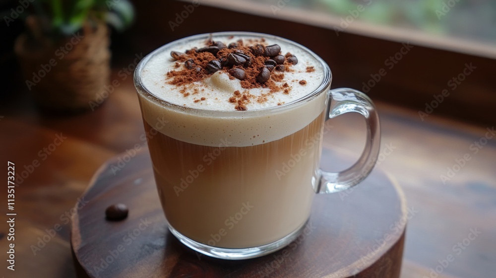 Coffee with milk with roasted beans and ground beans. Coffee with milk with roasted beans and ground beans.