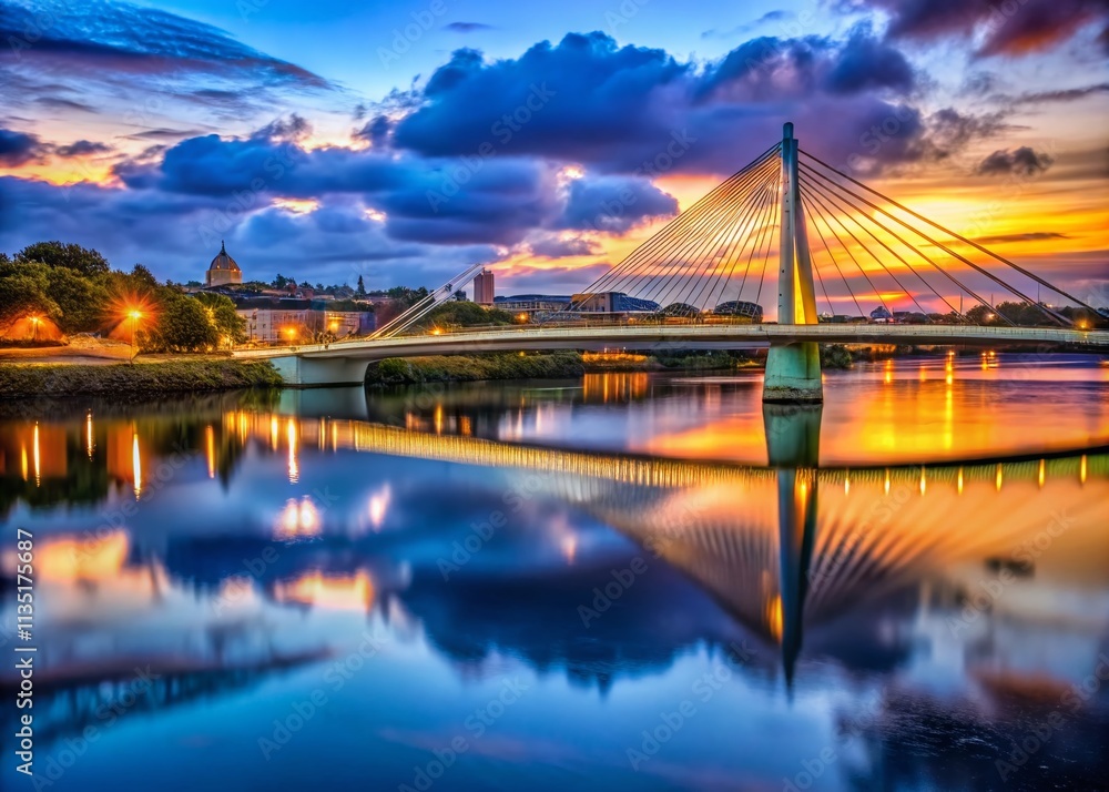 Stunning Low Light Photography of the Dundrum Bridge at Dusk, Capturing the Serene Reflections on Water and the Warm Glow of City Lights Under a Twilight Sky Stunning Low Light Photography of the Dundrum Bridge at Dusk, Capturing the Serene Reflections on Water and the Warm Glow of City Lights Under a Twilight Sky