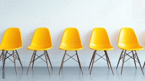 Wallpaper Mural Row of bright yellow chairs in a waiting area. Torontodigital.ca