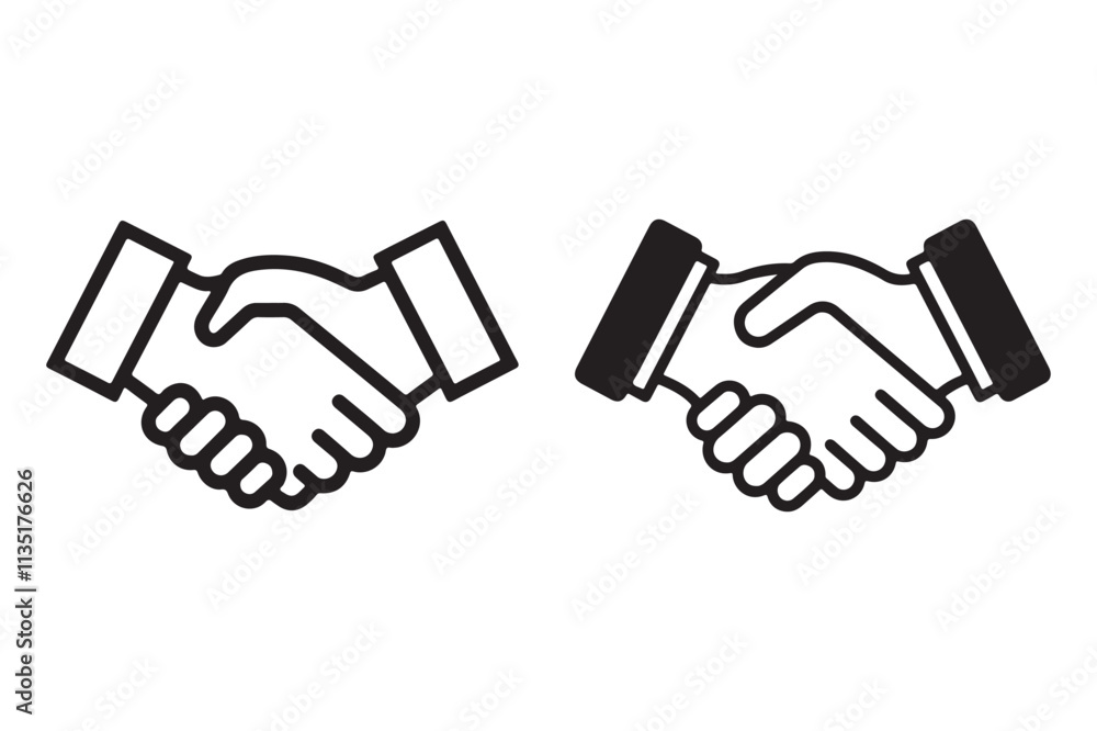 Handshake Icon Set – Business and Agreement Vector Illustration Handshake Icon Set – Business and Agreement Vector Illustration