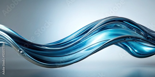 Wallpaper Mural Stunning Minimalist Photography of a Blue and Silver Wave Showcasing Shiny Texture and Fluid Motion in a Serene Abstract Composition Torontodigital.ca