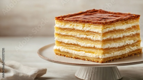 Delicious Layered Apple Cake Pastry Dessert on Stand