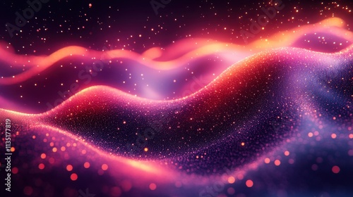 Abstract Pink and Purple Glittering Waves Background Dynamic Particle Texture for Design