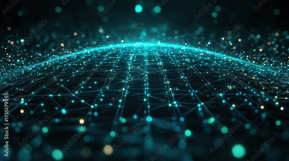 custom made wallpaper toronto digitalAbstract Digital Network Connection with Glowing Nodes and Lines on Dark Background.