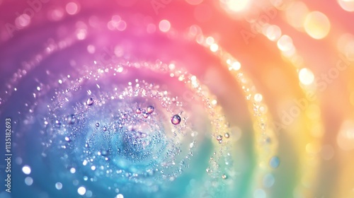 Rainbow Spiral with Bokeh and Crystals. AI generated illustration