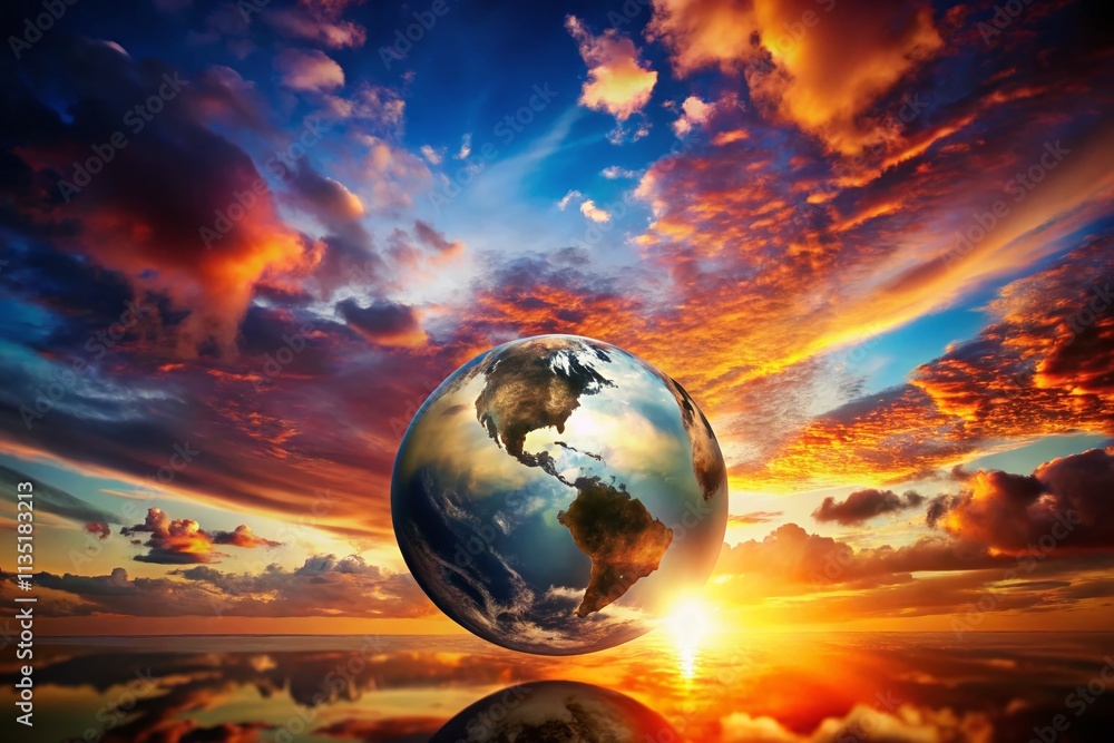 Stunning Silhouette of Earth Globe Against a Vibrant Sunset Sky, Capturing the Beauty of Our Planet's Curvature and Atmosphere in a Striking Visual Representation for Nature Lovers Stunning Silhouette of Earth Globe Against a Vibrant Sunset Sky, Capturing the Beauty of Our Planet's Curvature and Atmosphere in a Striking Visual Representation for Nature Lovers