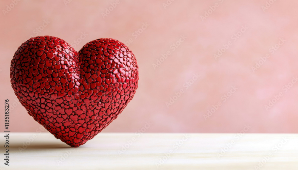 Fototapeta premium Red Heart Decor Valentines Day Love Romance Pink Background