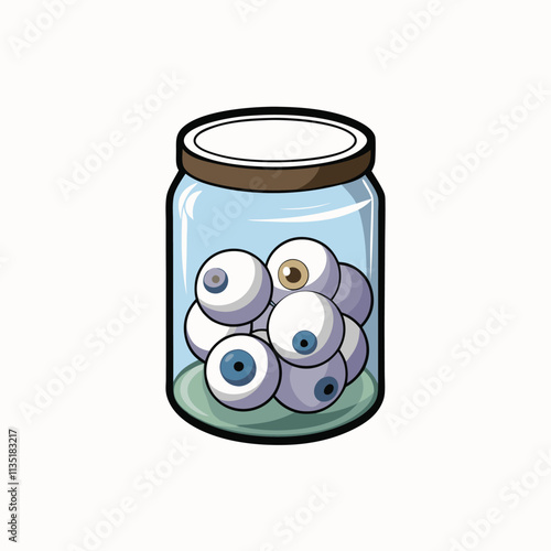 Eyeballs in a Jar isolated on transparent background 3d rendering illustration