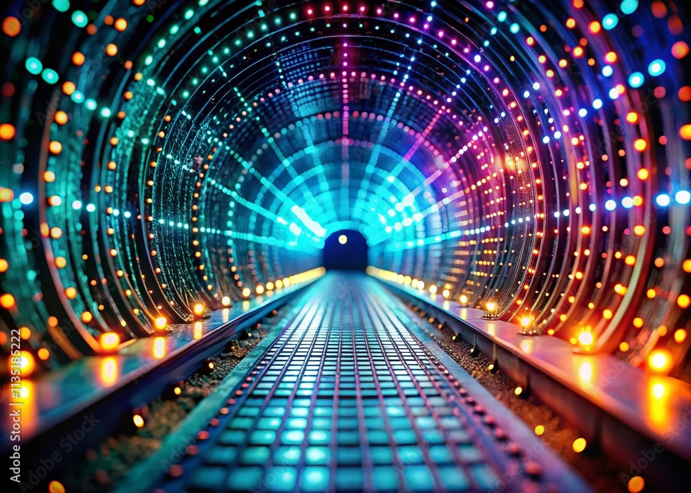 Stunning Tilt-Shift Photography of a 3D Rendered Binary Tunnel Illuminated by LED Lights, Symbolizing Data Mining, Big Data Visualization, and Machine Learning Technologies Stunning Tilt-Shift Photography of a 3D Rendered Binary Tunnel Illuminated by LED Lights, Symbolizing Data Mining, Big Data Visualization, and Machine Learning Technologies