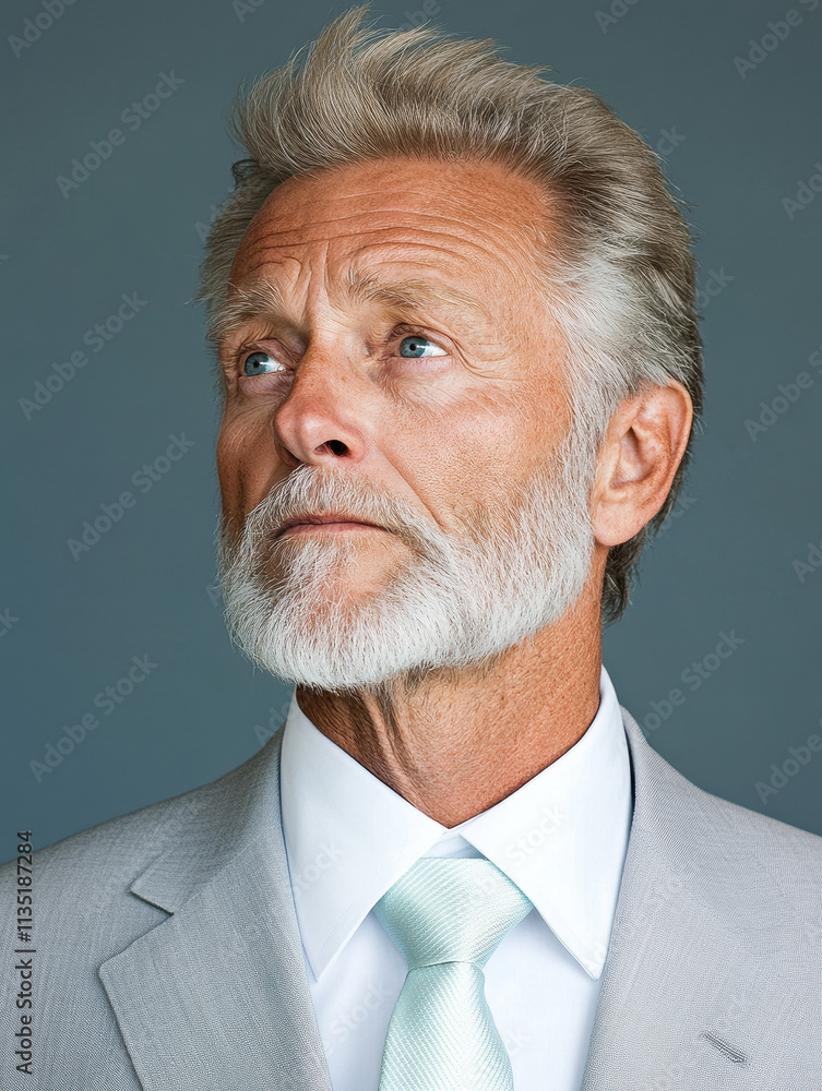 Fototapeta premium Realistic Man in Suit with Wide Neck Tie