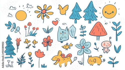 Wallpaper Mural Colorful Children Cartoon Icon Collection for Educational and Fun Usage in Various Digital Designs and Projects Torontodigital.ca