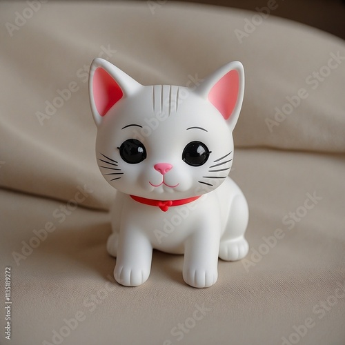 white cat with rubber texture