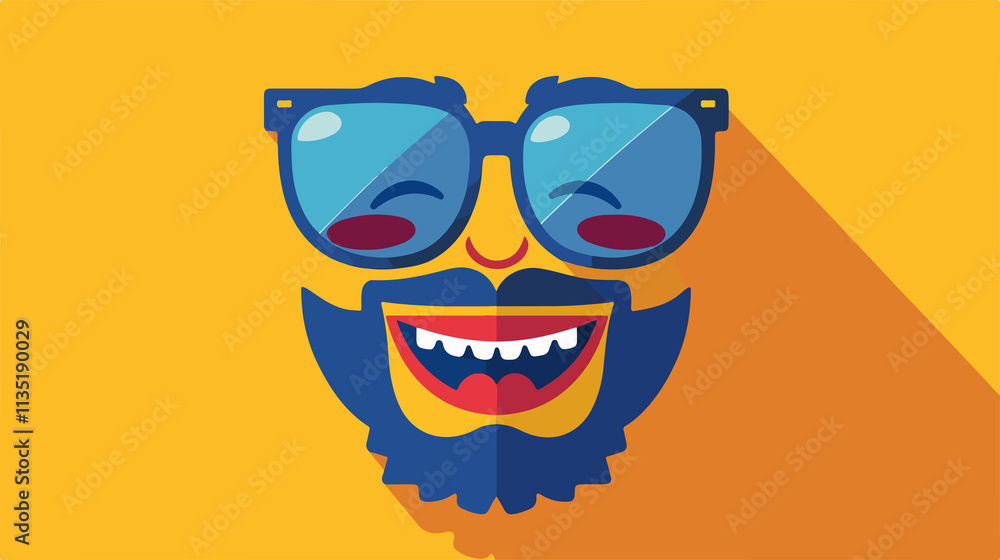 Cheerful Smiley Emoticon Hipster Flat Vector Illustration Cheerful Smiley Emoticon Hipster Flat Vector Illustration