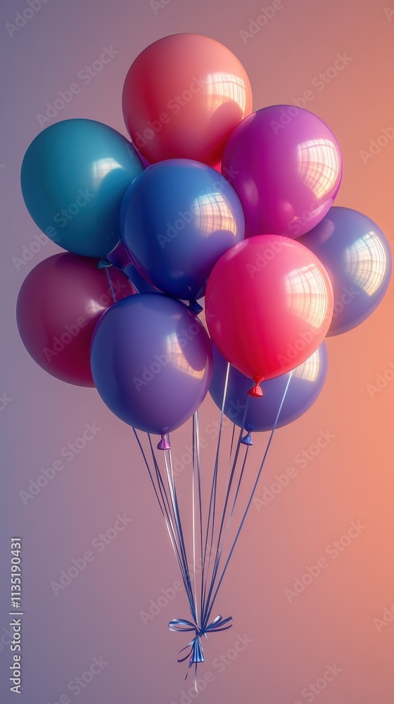Vibrant Bunch of Pastel Balloons Floating Against a Soft Pink Background - Festive Celebration Image Vibrant Bunch of Pastel Balloons Floating Against a Soft Pink Background - Festive Celebration Image