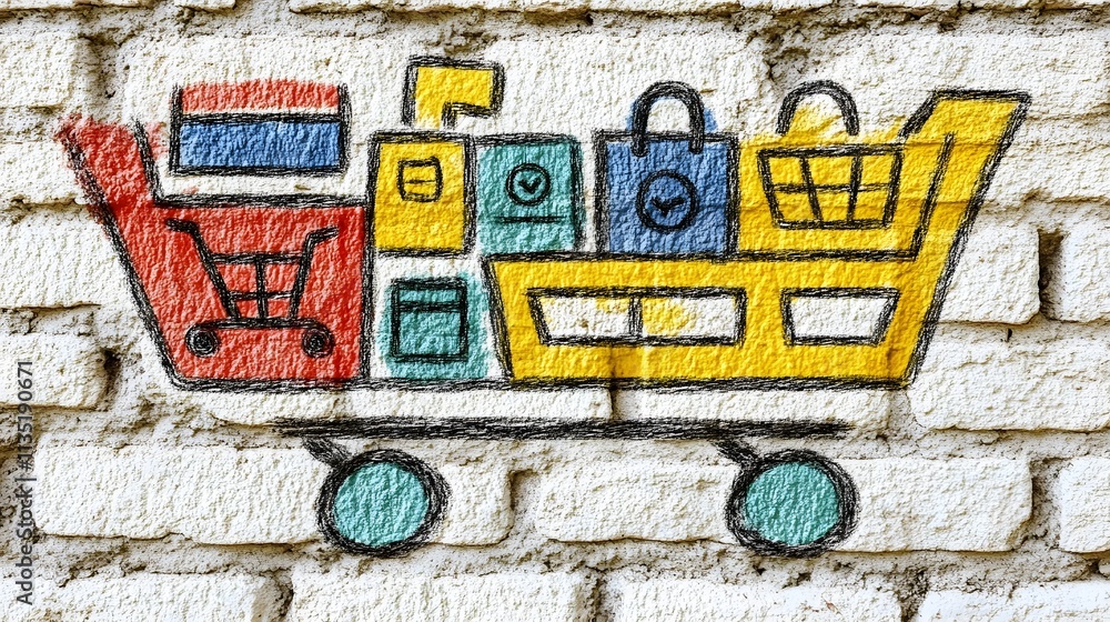 Fototapeta premium Creative heart-shaped design in a shopping cart brings joy to everyday shopping experiences