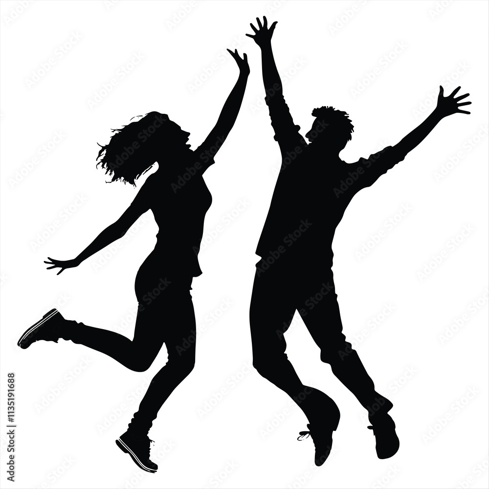 funny couple joy icon silhouette funny couple joy icon silhouette